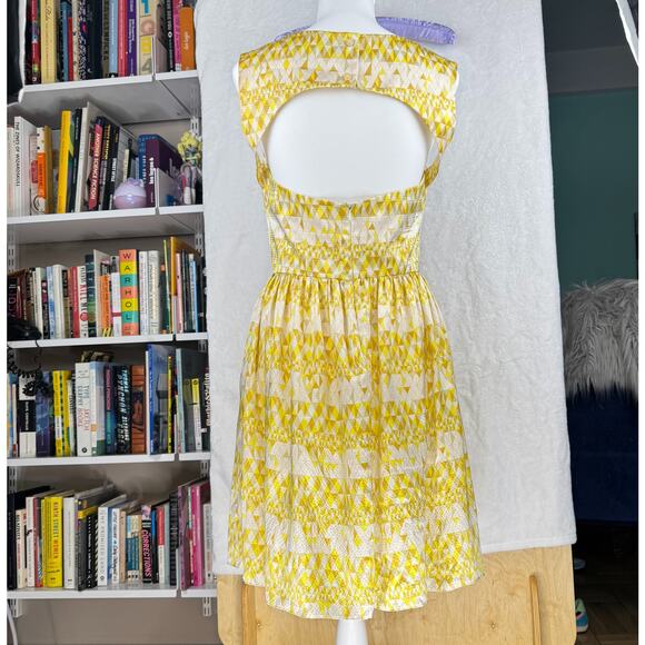 Opening Ceremony Yellow Silk Dress Size M Geometric Print - Picture 2 of 8